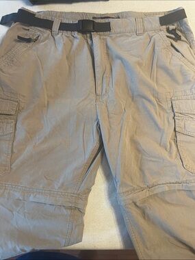 Casual Tan Cargo Shorts with Built-In Web Belt